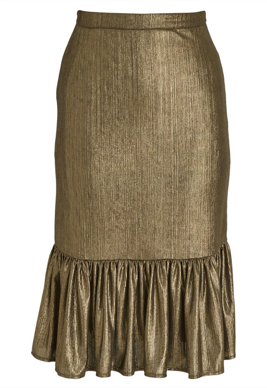STYLE REPUBLIC - Peplum Midi Skirt Gold