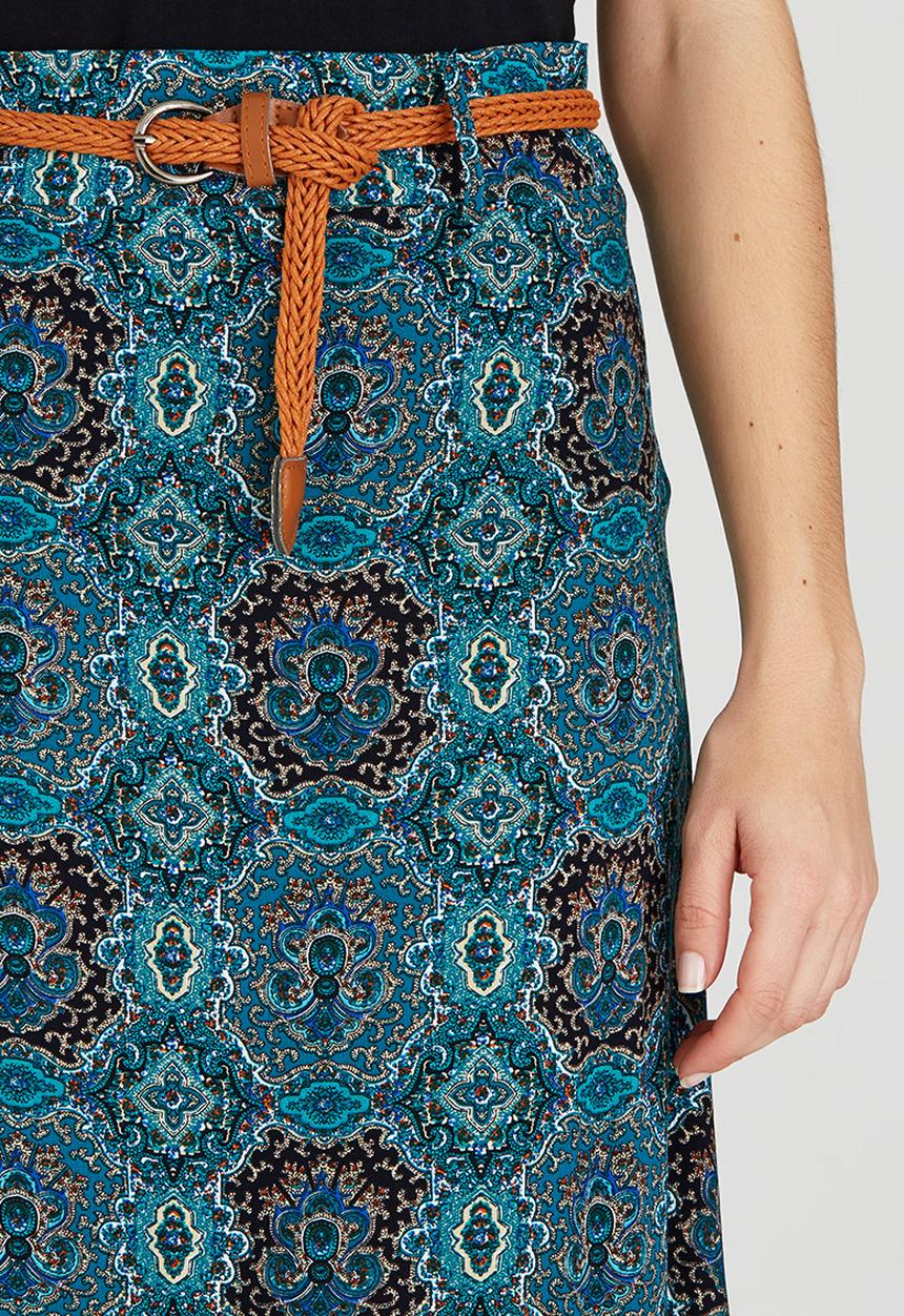 Revenge - All-over Print Maxi Skirt Turquoise