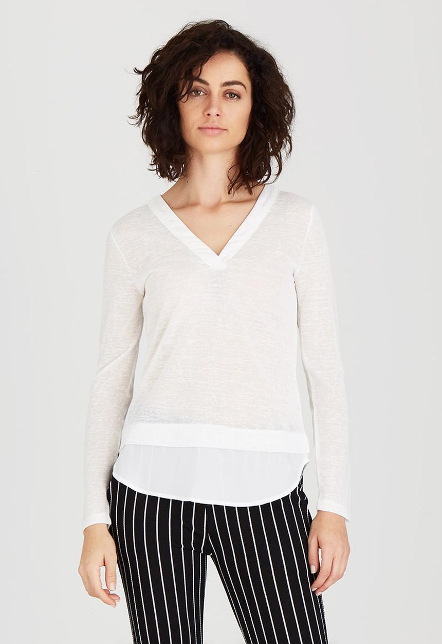 Revenge - V-neck 2-in-1 Top Milk