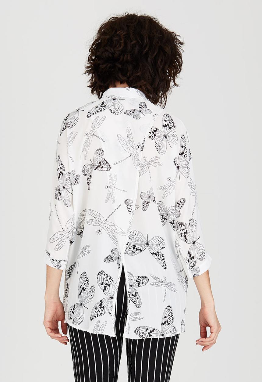 Revenge - Dragonfly & Butterfly Print Shirt White