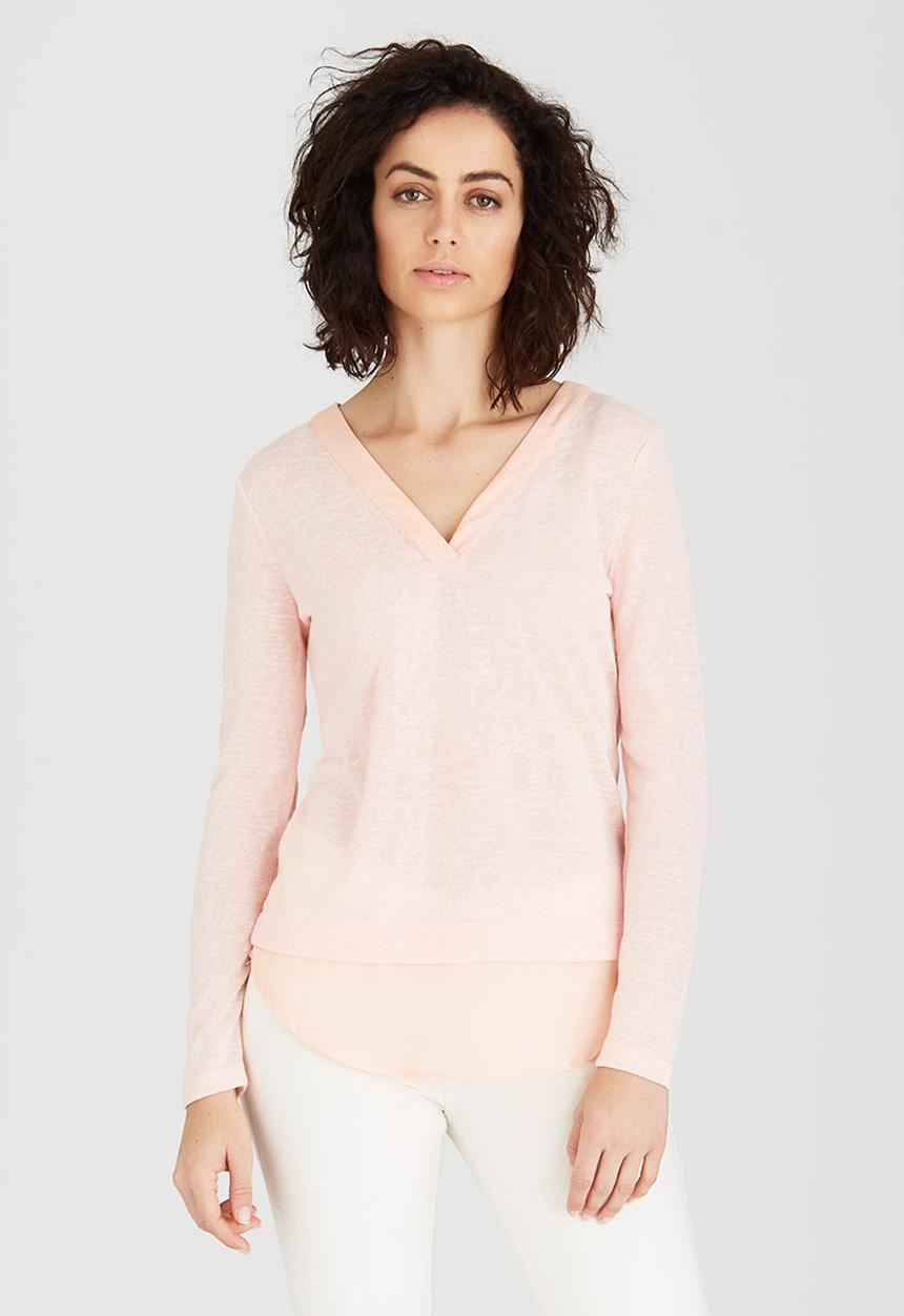 Revenge - V-neck 2-in-1 Top Pale Pink
