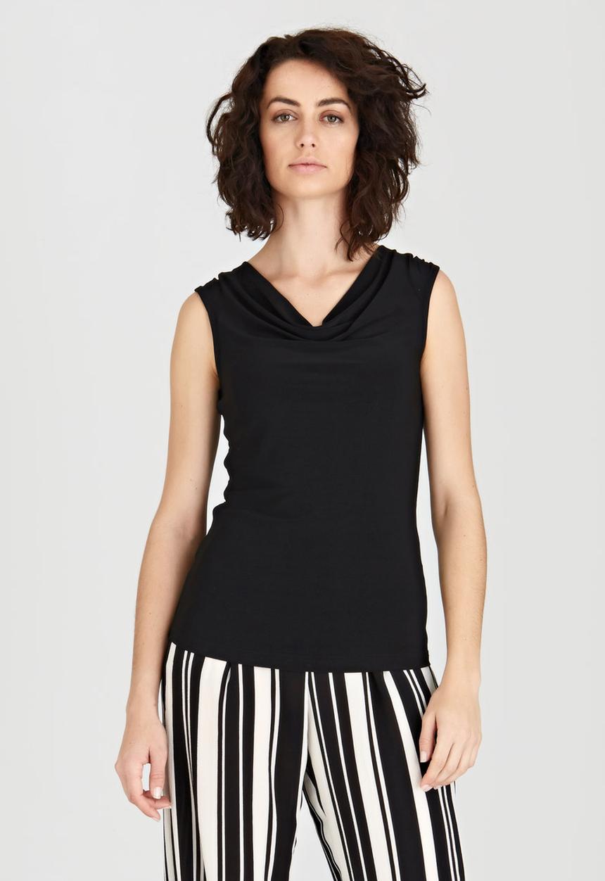edit - Sleeveless Cowl Neck Cami Black