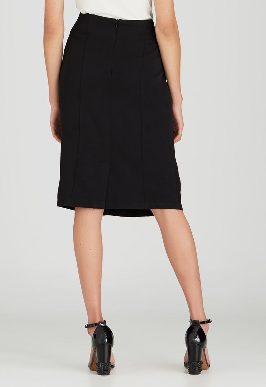 edit - Front Pleat Detailed Semi-fitted Skirt Black