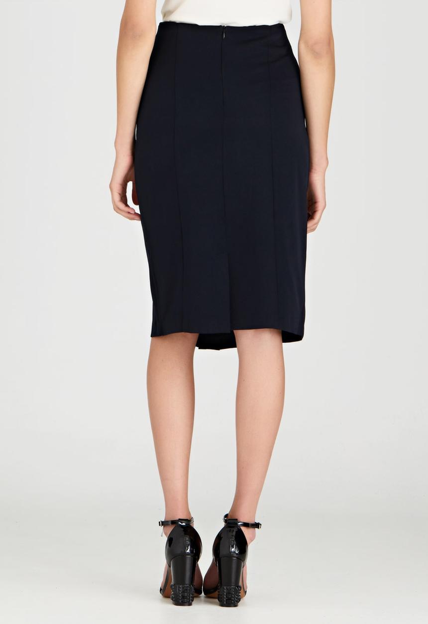edit - Front Pleat Detailed Semi-fitted Skirt Navy