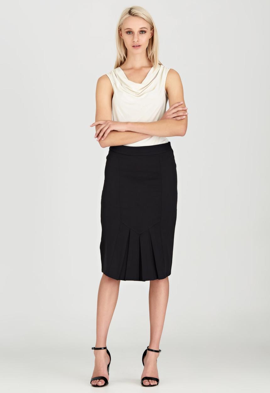 edit - Front Pleat Detailed Semi-fitted Skirt Grey