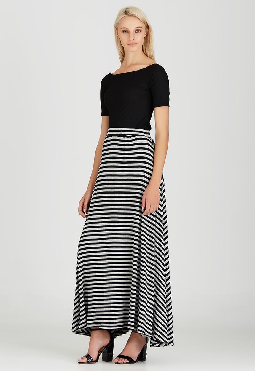 edit - Maxi Fit and Flare Skirt Black and Grey