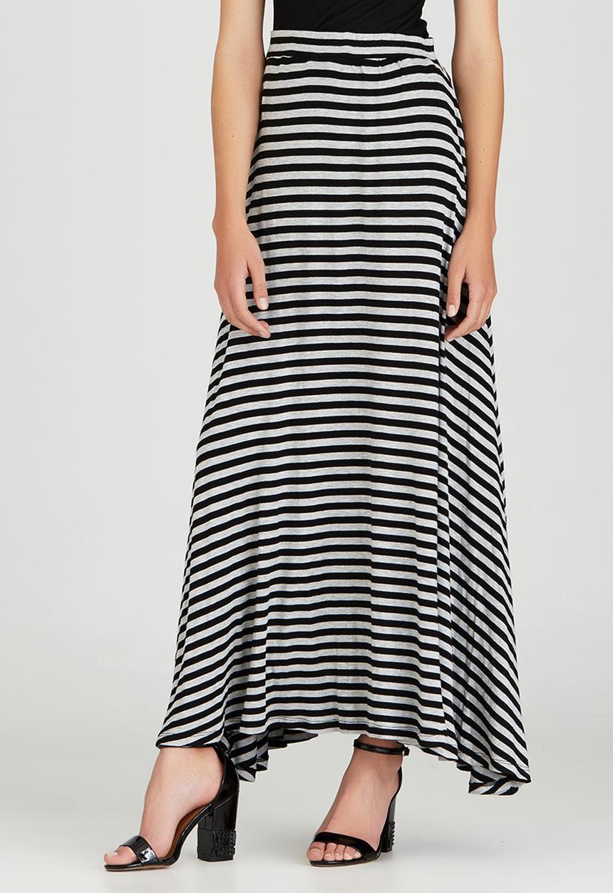 edit - Maxi Fit and Flare Skirt Black and Grey