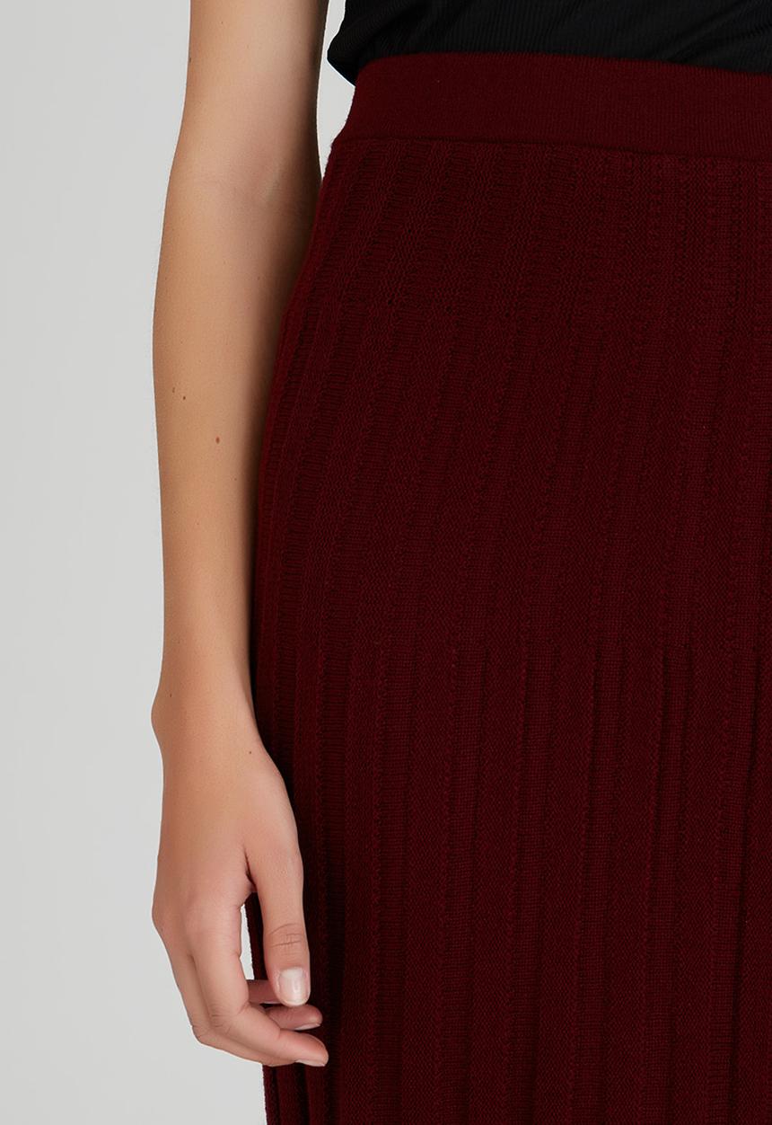STYLE REPUBLIC - Midi Pleated Knitwear Skirt Dark Red
