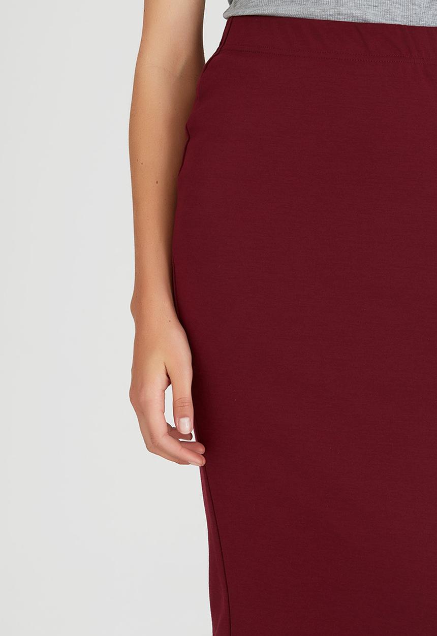 STYLE REPUBLIC - Bodycon Midi Skirt Dark Red