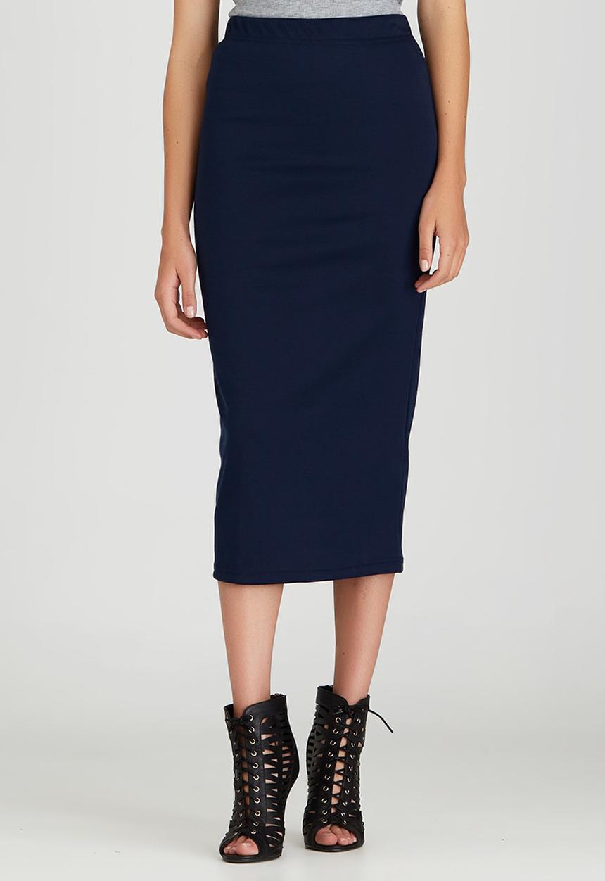 STYLE REPUBLIC - Bodycon Midi Skirt Navy