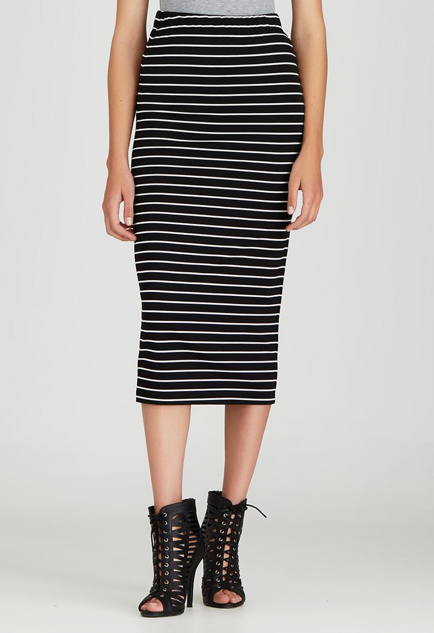 STYLE REPUBLIC - Bodycon Midi Skirt Black and White