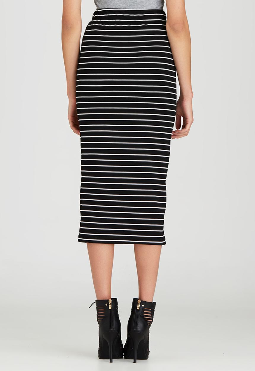 STYLE REPUBLIC - Bodycon Midi Skirt Black and White
