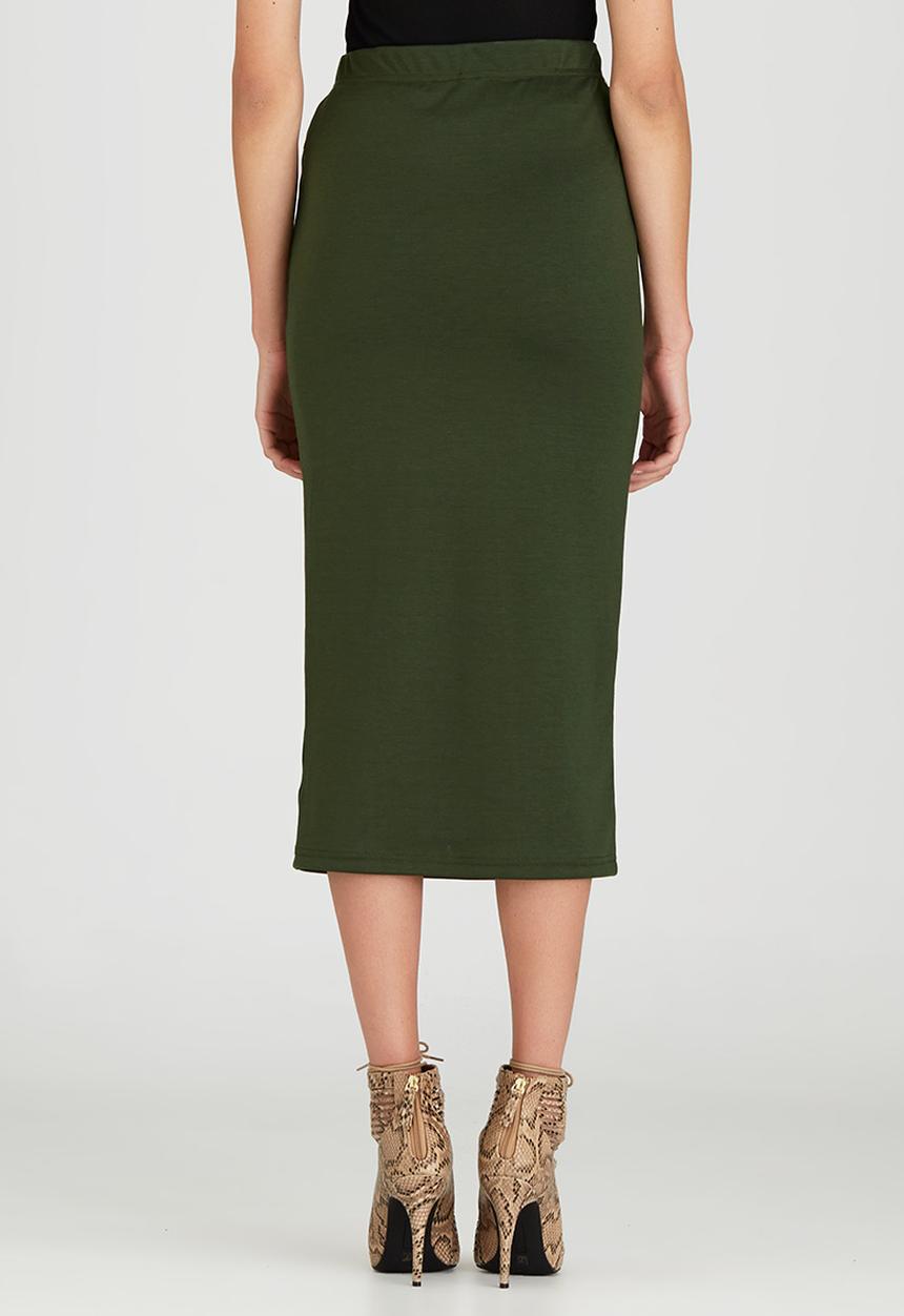 STYLE REPUBLIC - Bodycon Midi Skirt Dark Green