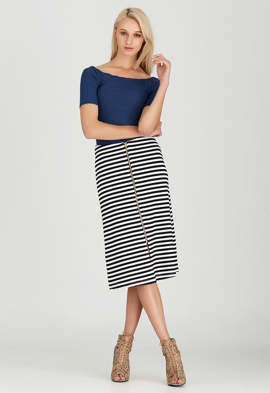 STYLE REPUBLIC - A-line Midi Skirt Black and White