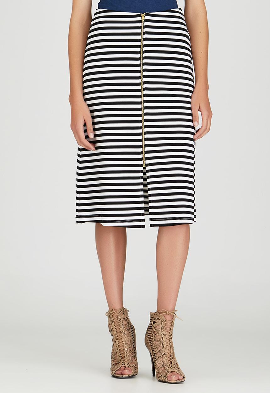 STYLE REPUBLIC - A-line Midi Skirt Black and White