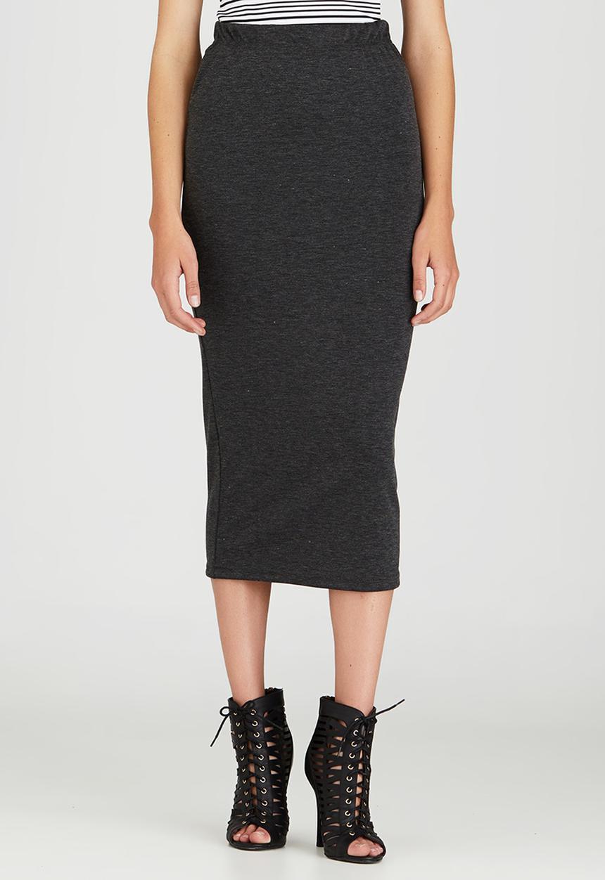 STYLE REPUBLIC - Bodycon Midi Skirt Grey Melange