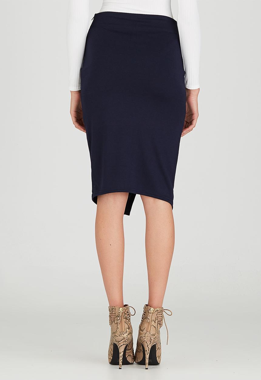 c(inch) - Asymmetrical Midi Skirt Navy