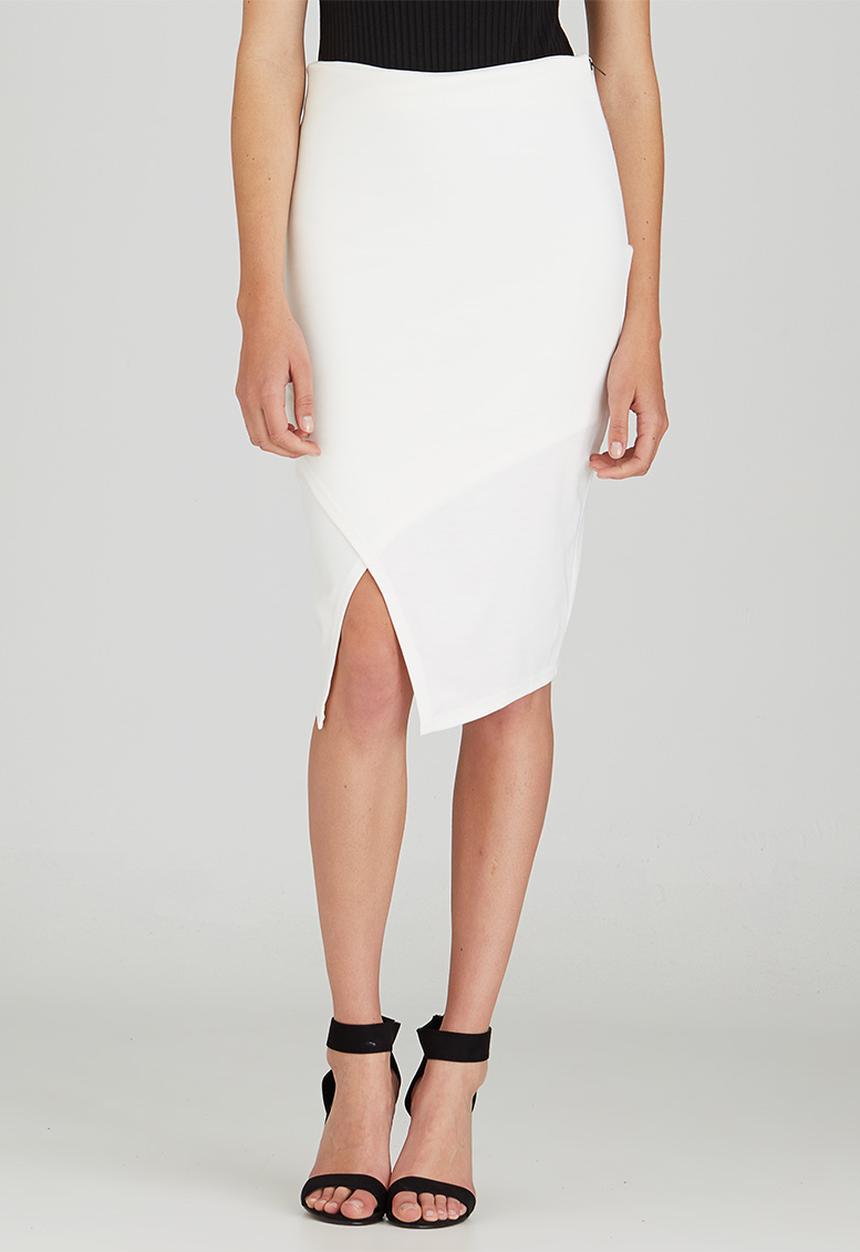 c(inch) - Asymmetrical Midi Skirt Milk
