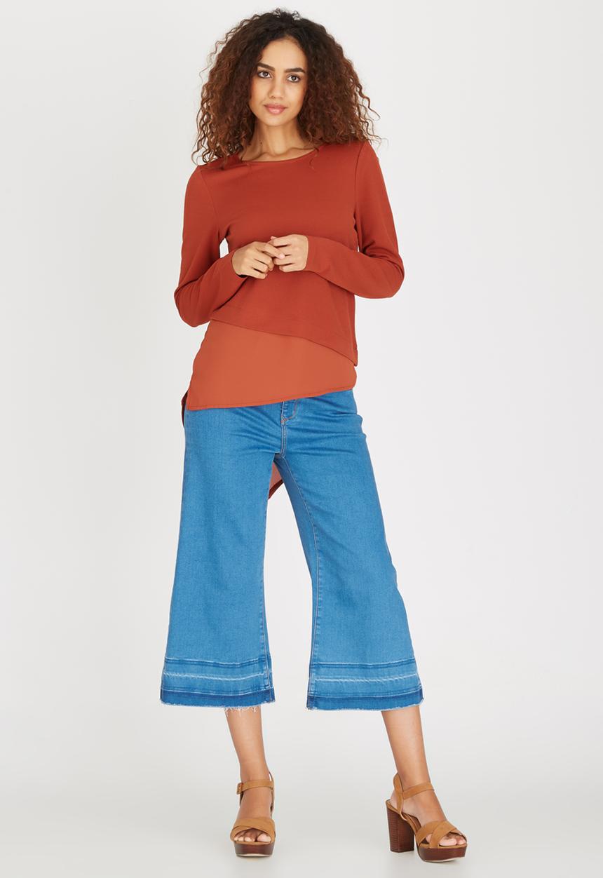 ONLY - Mimi Long Sleeve Asymetrical Top Orange