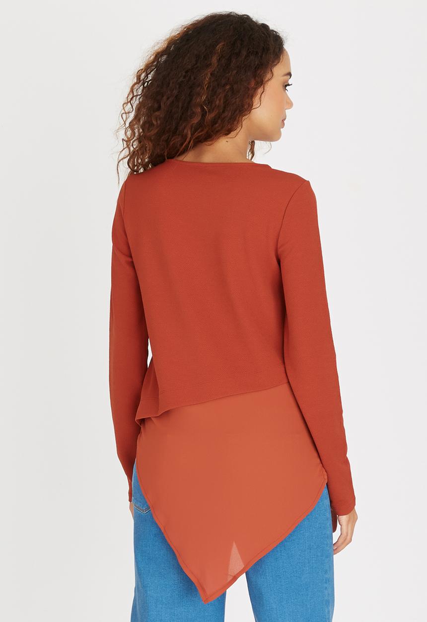 ONLY - Mimi Long Sleeve Asymetrical Top Orange