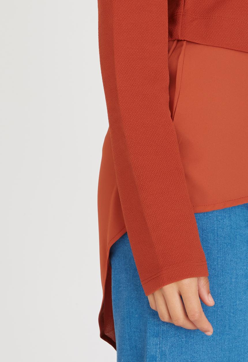 ONLY - Mimi Long Sleeve Asymetrical Top Orange
