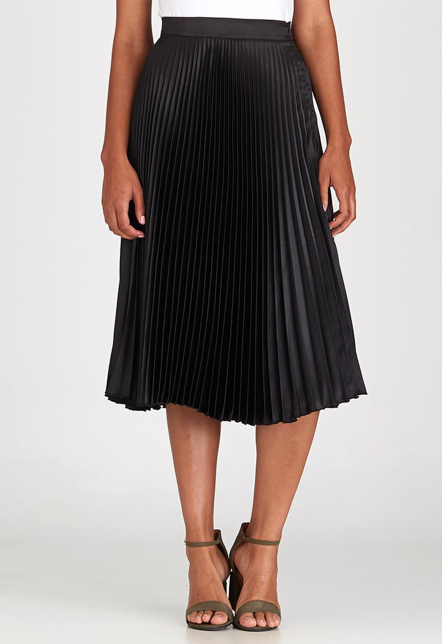 STYLE REPUBLIC - Pleated Midi Skirt Black