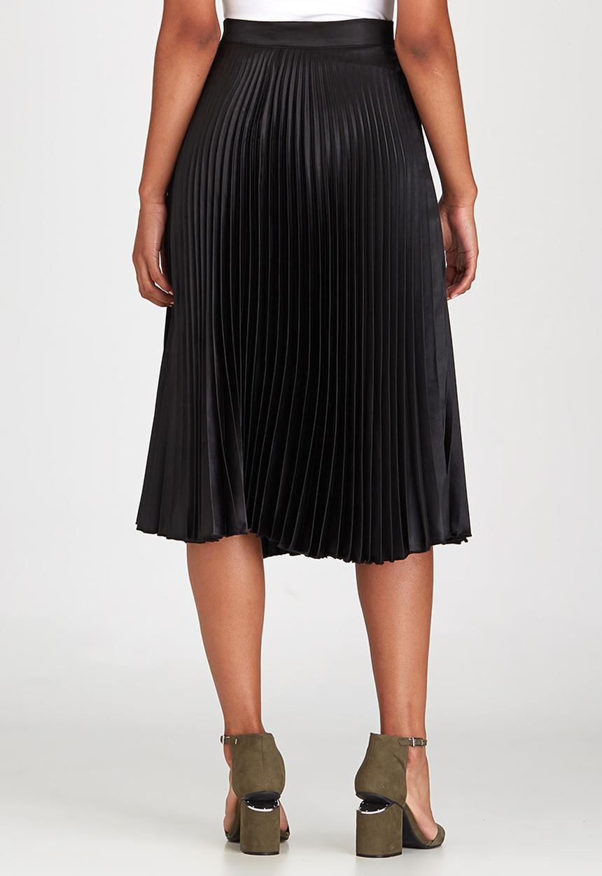 STYLE REPUBLIC - Pleated Midi Skirt Black