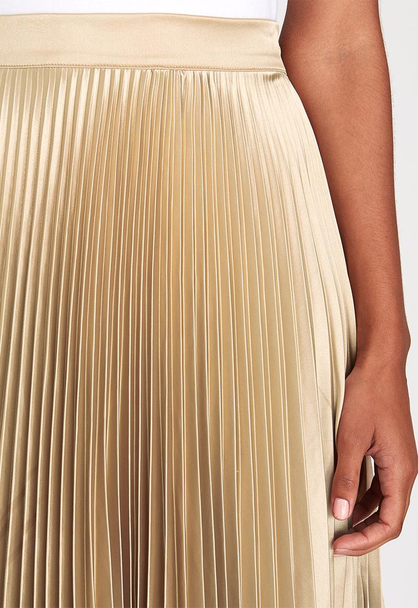 STYLE REPUBLIC - Pleated Midi Skirt Gold