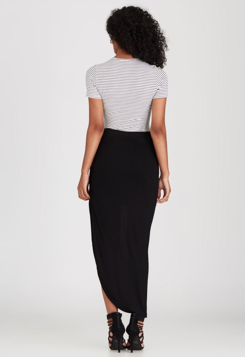 ONLY - New Ria Ruched Skirt with High Slit Black