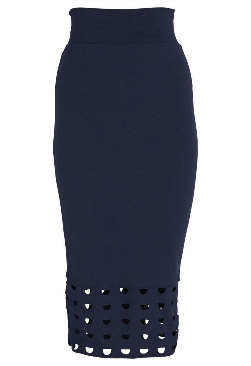 Isabel de Villiers - Laser Cut Pencil Skirt Navy
