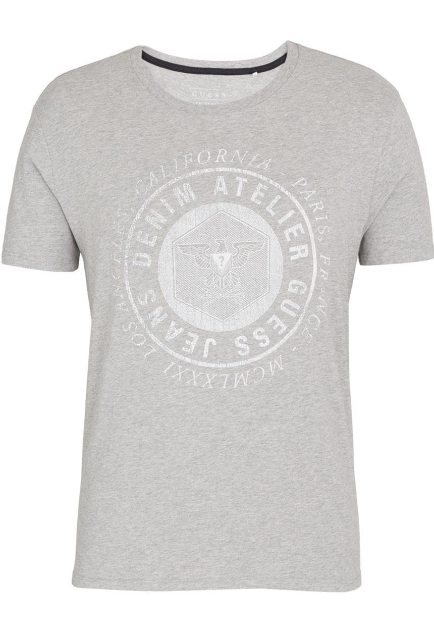 GUESS - Basic Cracked Logo Crew Tee Grey