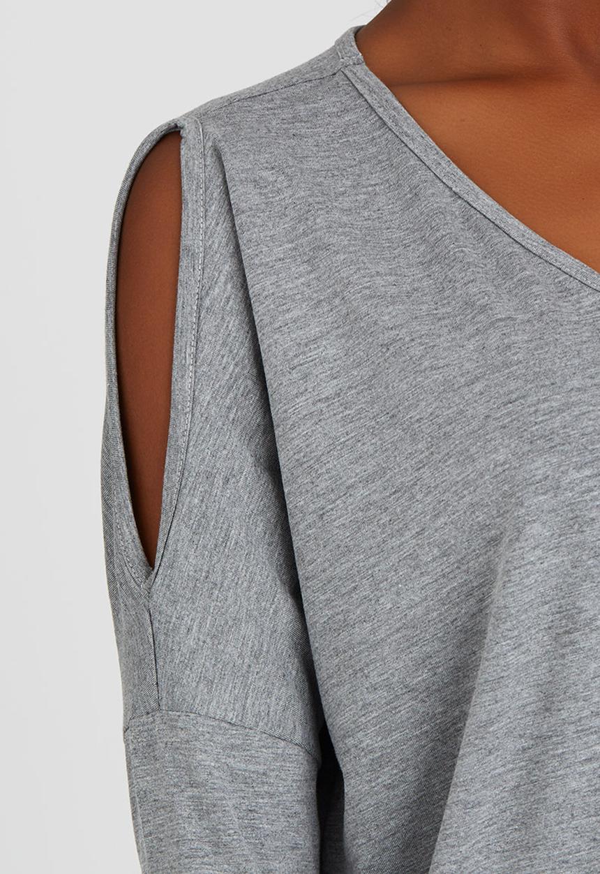 edit Maternity - Split Sleeve T-Shirt Grey Melange