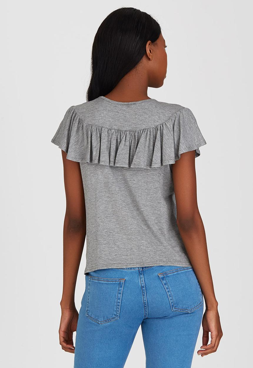 STYLE REPUBLIC - Frill Detail T-shirt Pale Grey