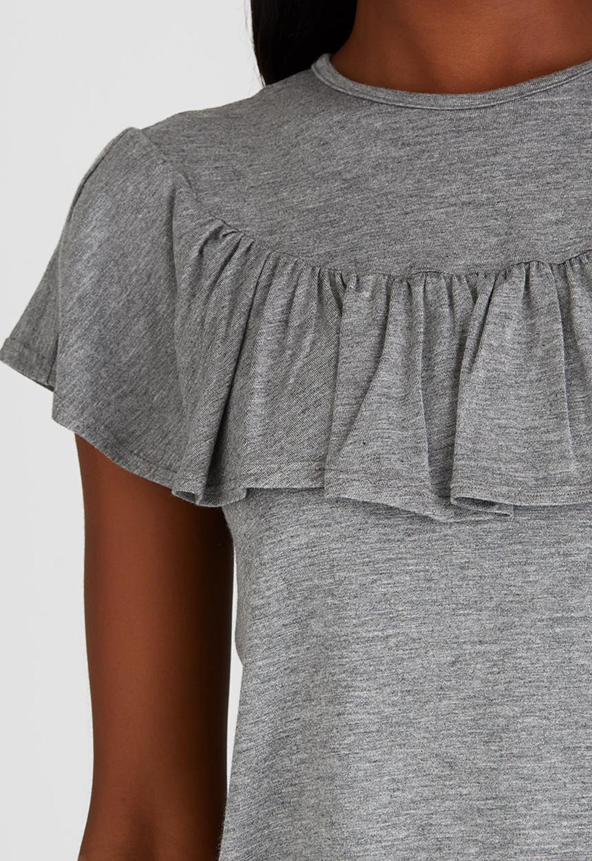 STYLE REPUBLIC - Frill Detail T-shirt Pale Grey