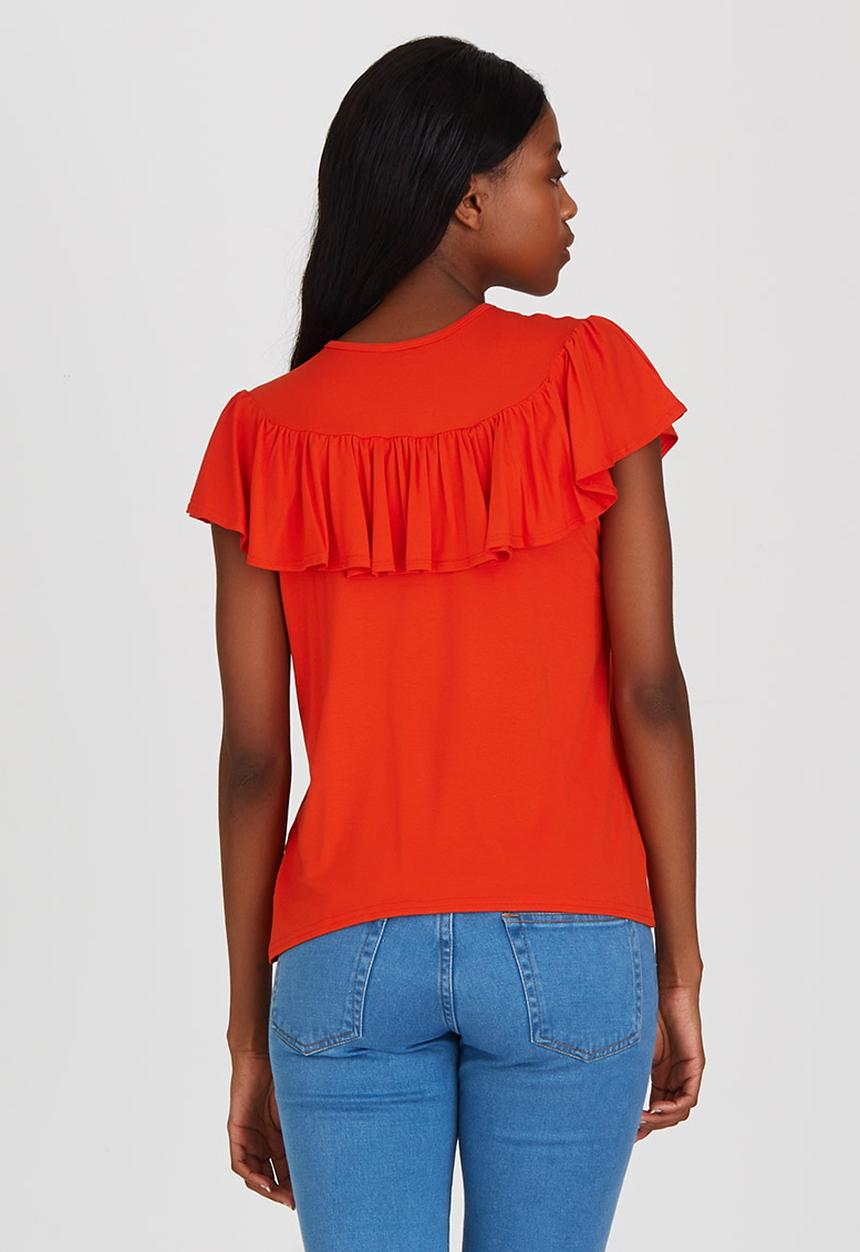 STYLE REPUBLIC - Frill Detail T-shirt Orange