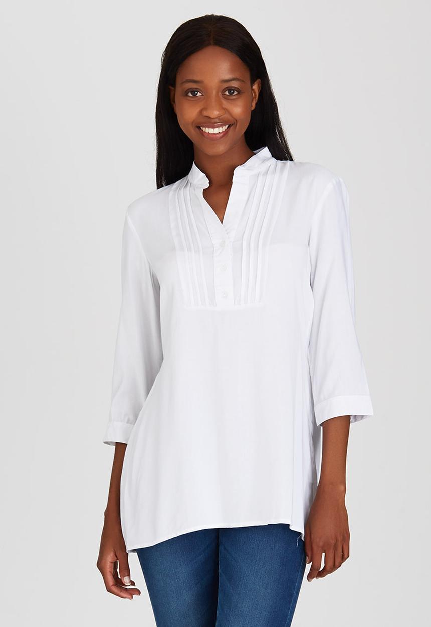 edit - Button Front Tunic White