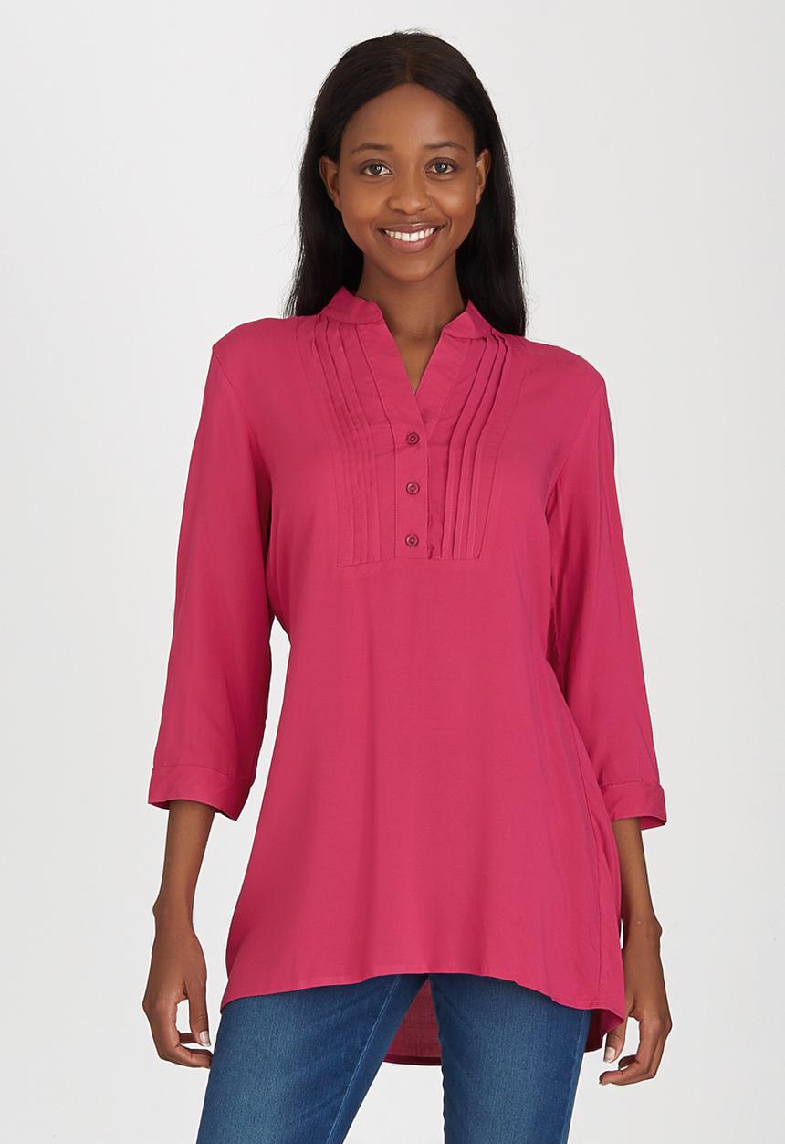 edit - Button Front Tunic Cerise Pink