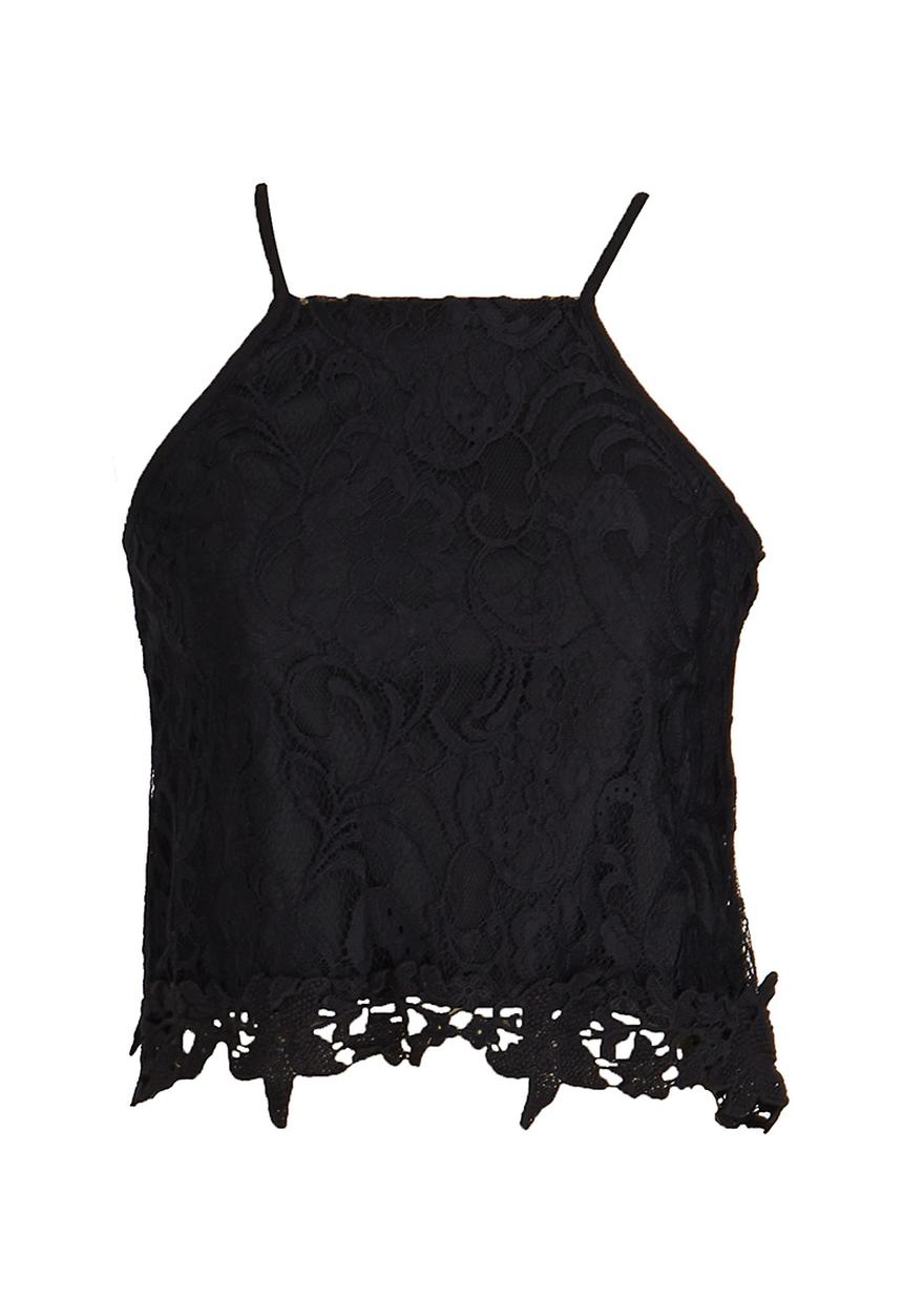 BoohooDNU - Lace Cropped Top Black