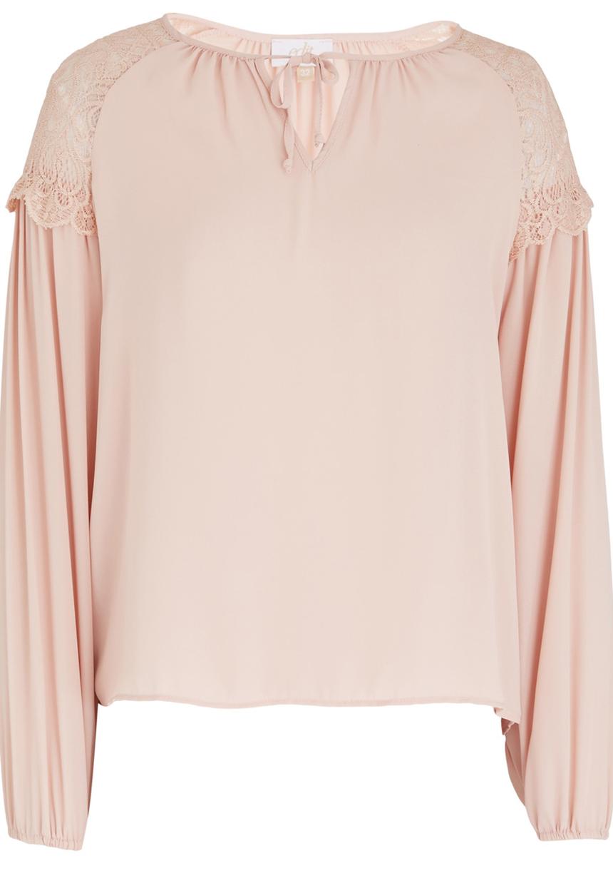 edit - Lace Inset Blouse Pale Pink