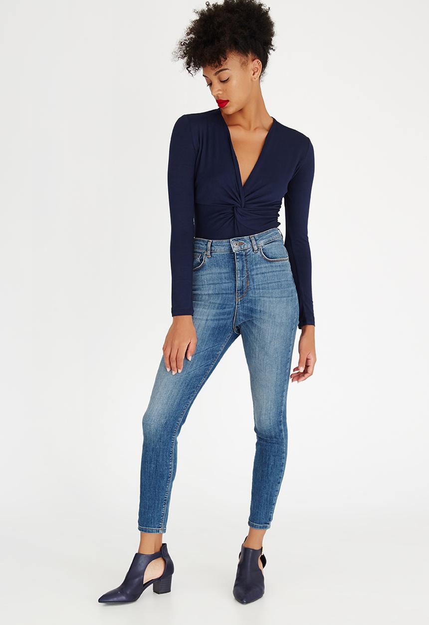 edit - Knot Front Bodysuit Navy