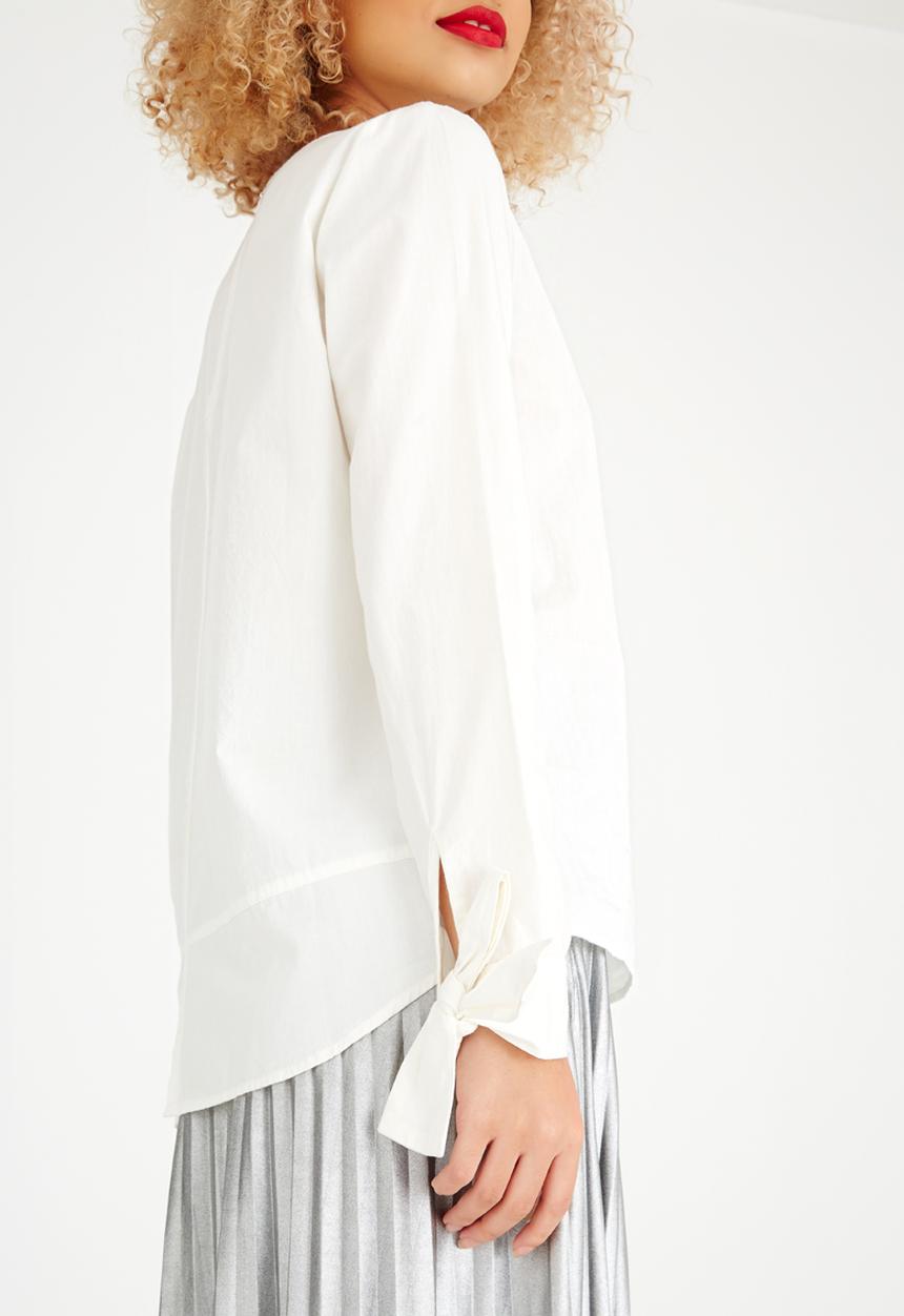 Pieces - Ally Tie Detail Shirt White