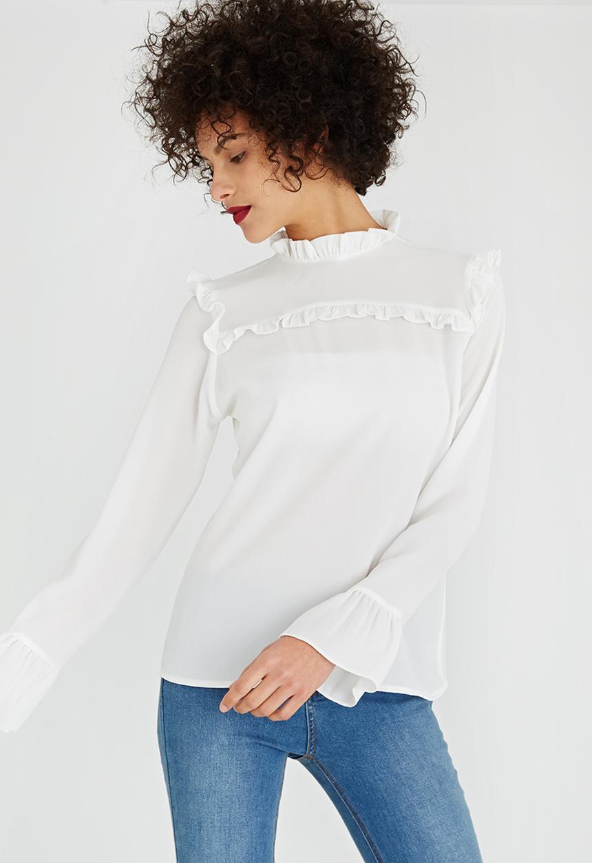 c(inch) - Frill Detail Top Cream