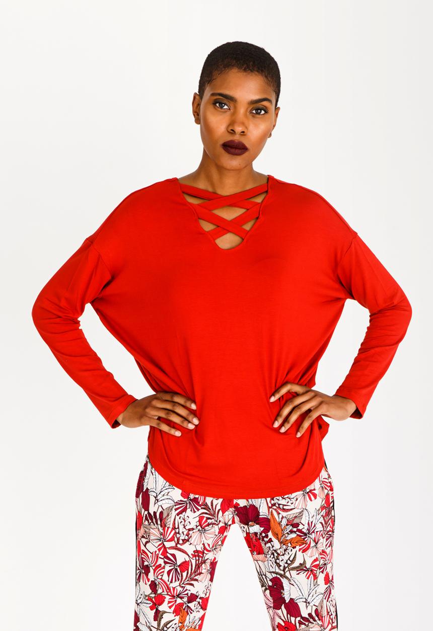 Slick - Serena Criss Cross Top Burnt Orange