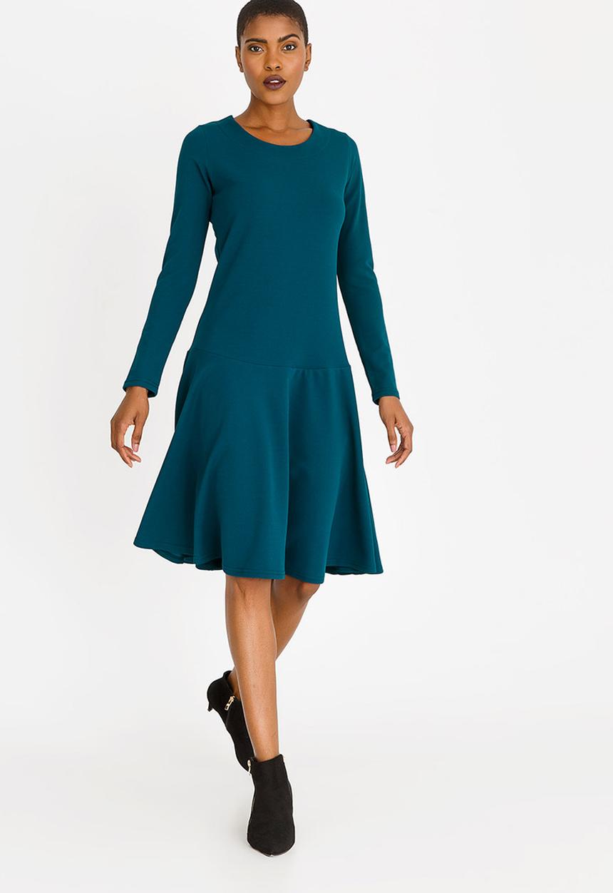 edit - Long Sleeve Tiered Dress - blue