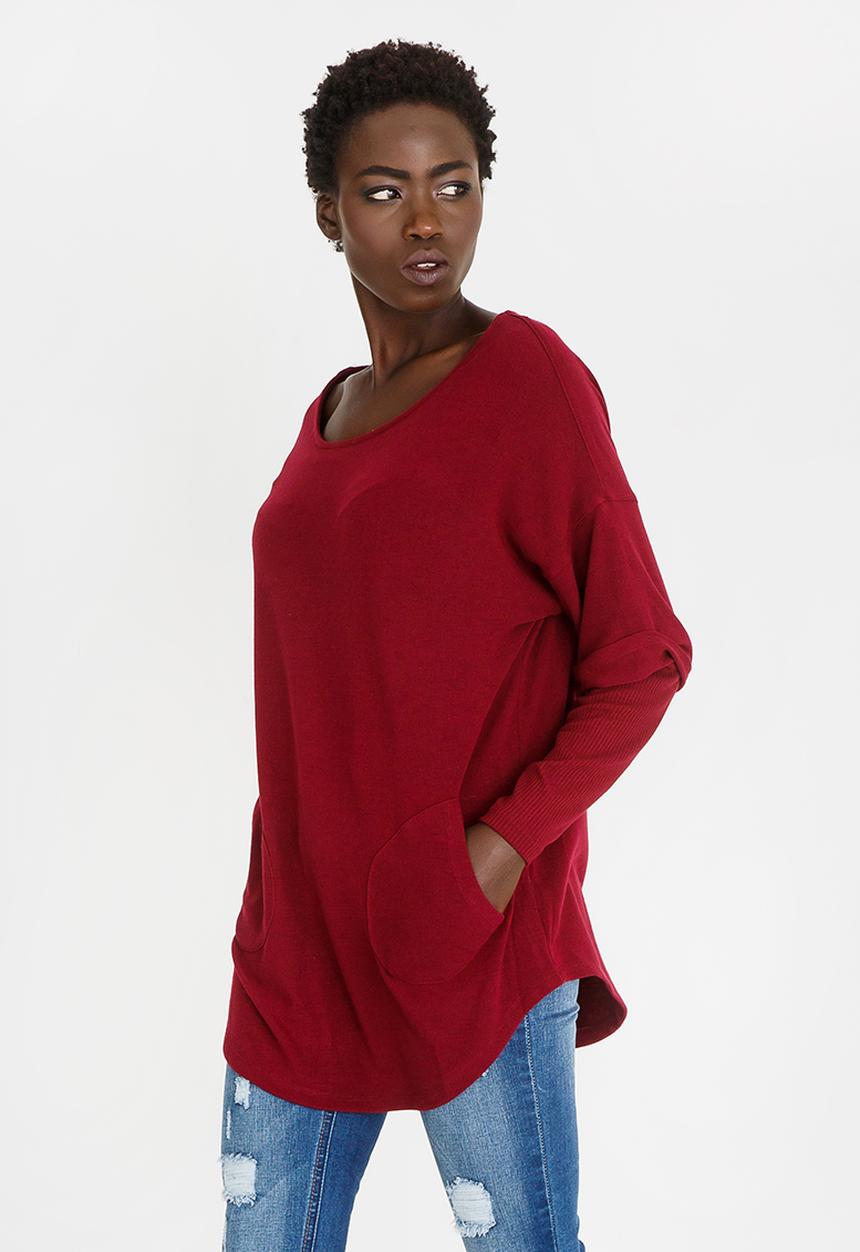 G Couture - Mock Sleeve Top Burgundy