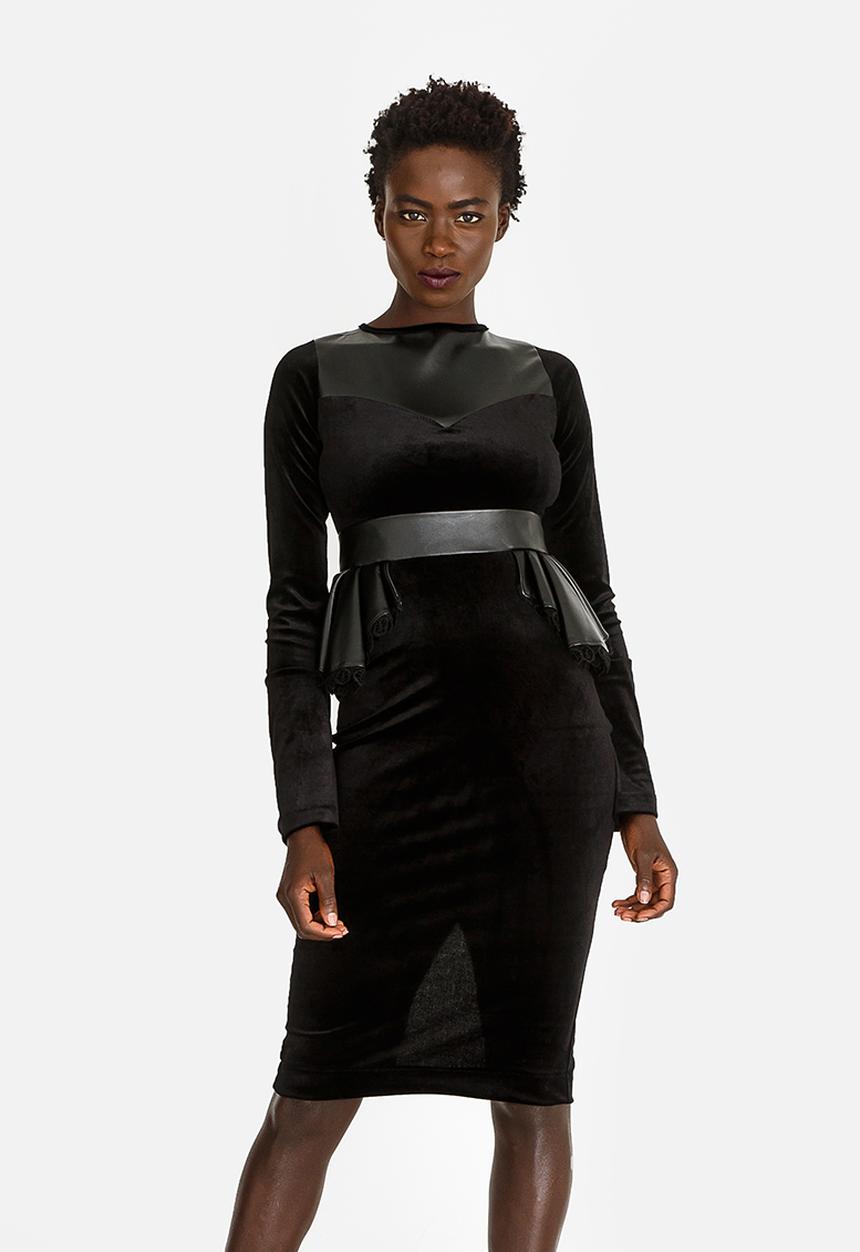 Sober - Nandi Peplum dress Black