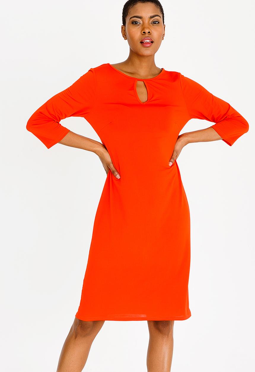 edit - 3/4 Sleeve tunic dress - orange