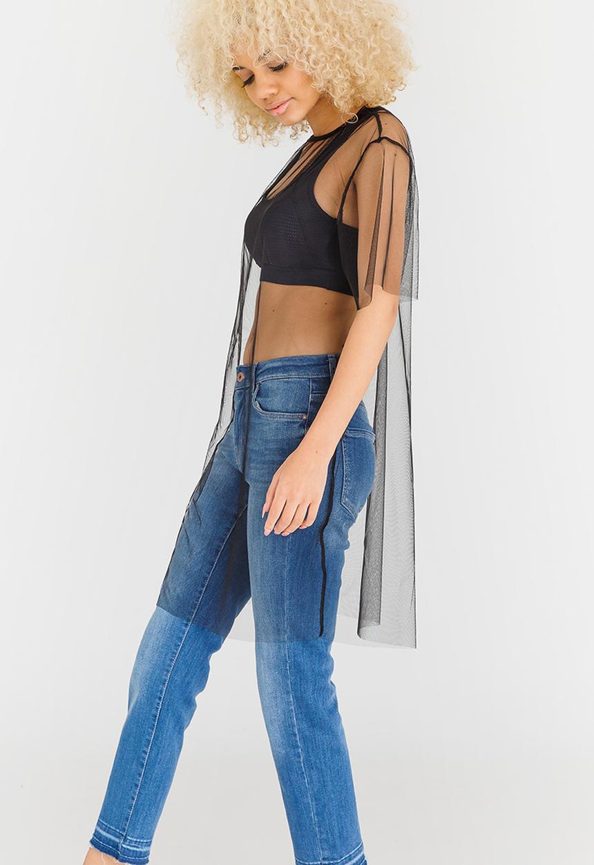 STYLE REPUBLIC - Oversized Mesh T-shirt Black
