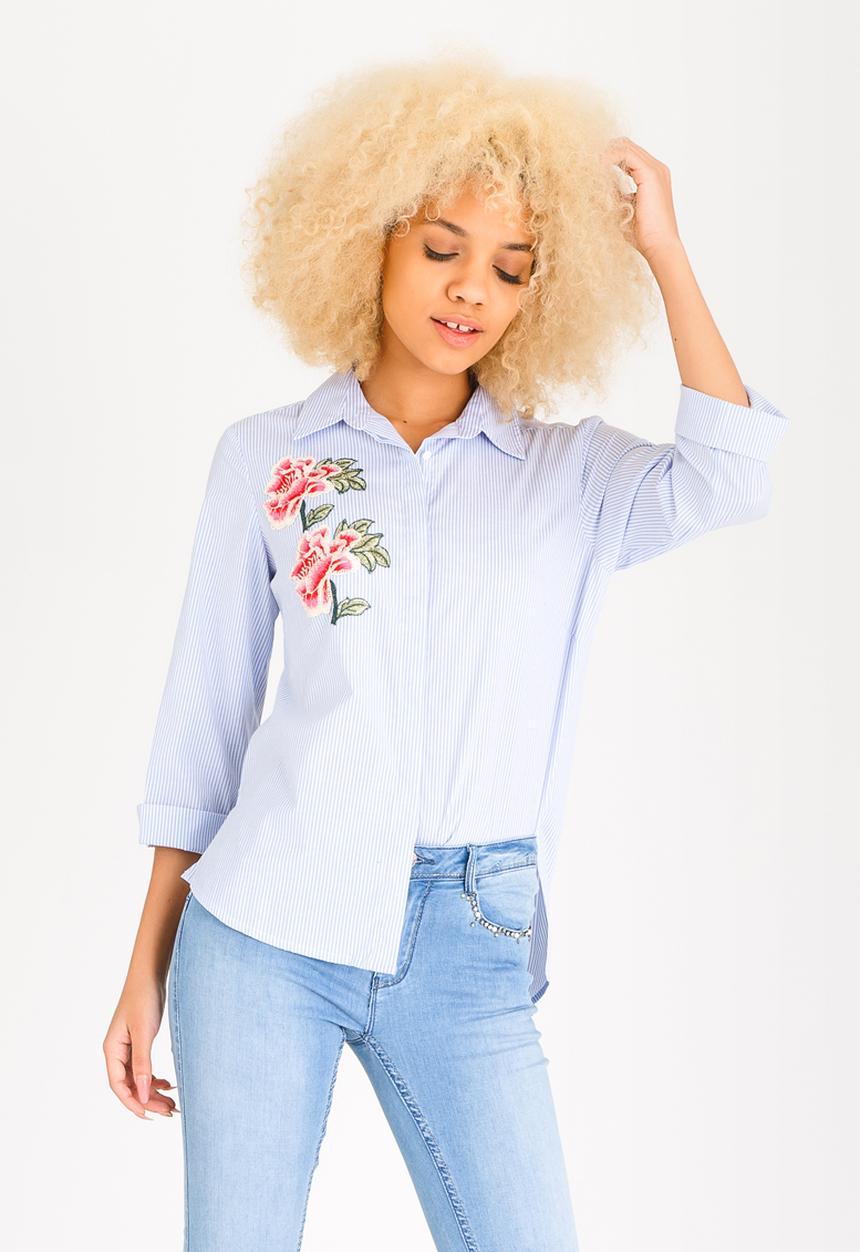 SISSY BOY - Summer Heights Embroidered Shirt Blue and White