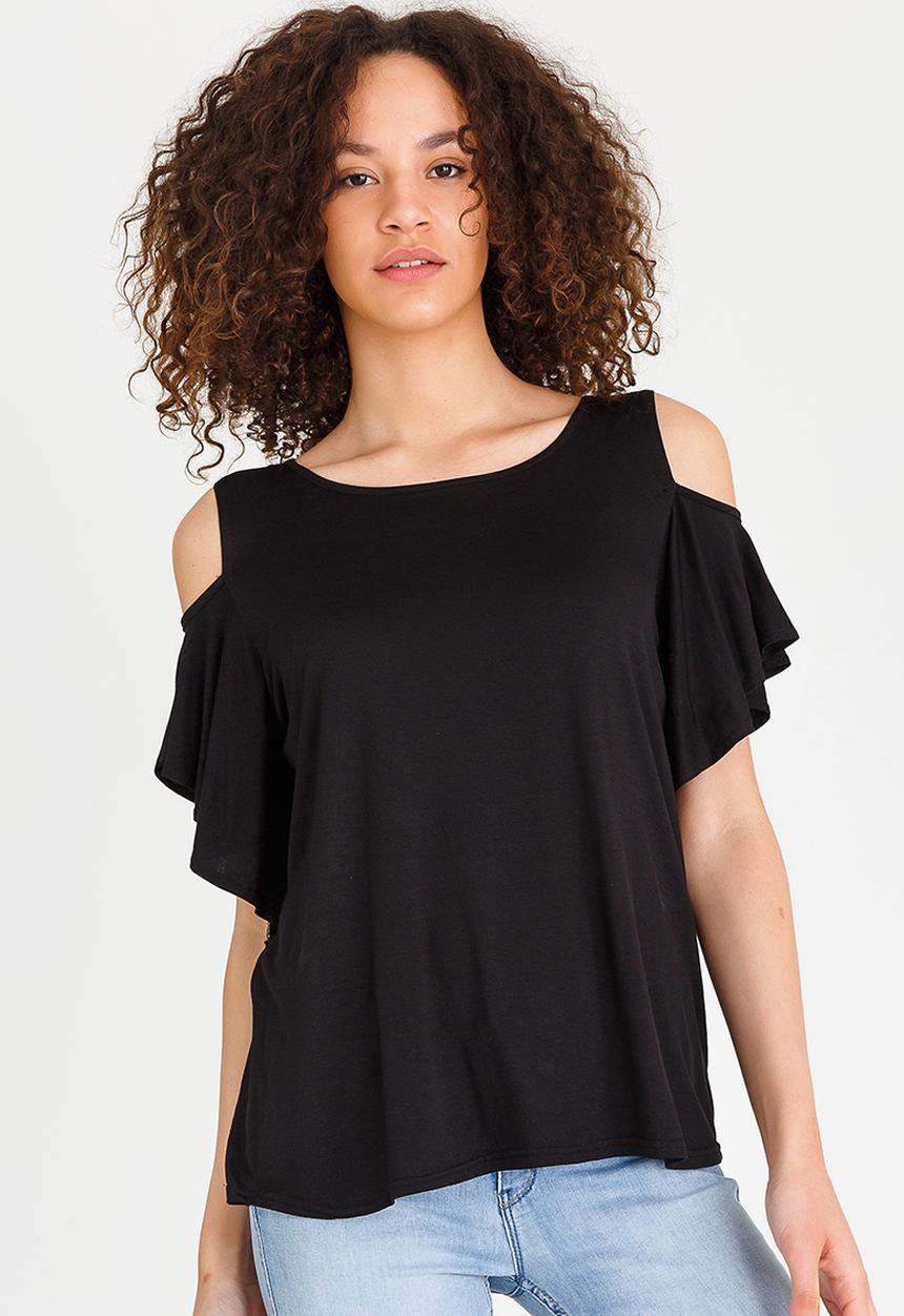 edit - Cold-shoulder Top Black